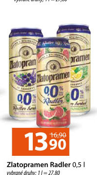 Nealkoholické pivo ochucené Radler Zlatopramen