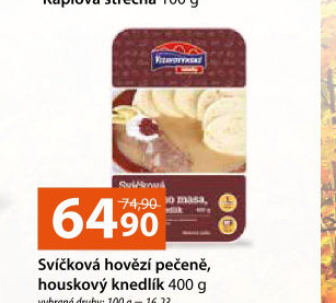 Svíčková hovězí pečeně, houskový knedlík Vltavotýnské lahůdky