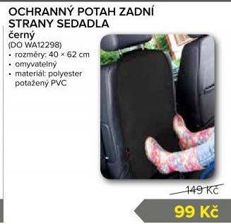 Potah zadní strany předního sedadla
