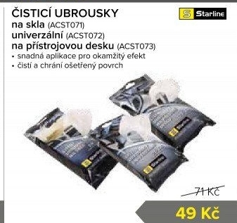 Ubrousky vlhčené na autoskla Starline