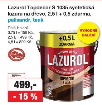 Lazura na dřevo Topdecor Lazurol