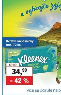 Papírové kapesníčky 3vrstvé Kleenex - box
