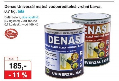 Vodou ředitelná vrchní barva Denas Uni Lesk