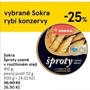 Šproty uzené v oleji Sokra