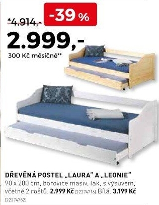 Dřevěná postel Laura a Leonie