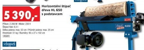 Štípač dřeva + podstavec HL 650 Scheppach