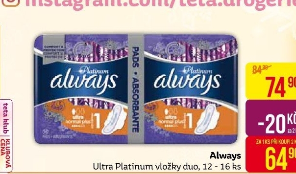 Dámské vložky Ultra Platinum Always