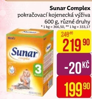 Kojenecké mléko Sunar Complex