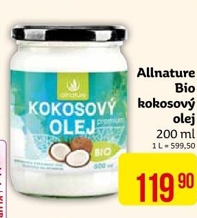 Kokosový olej bio Allnature