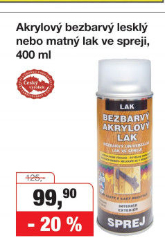 Bezbarvý akrylový lak ve spreji Mat Barvy a laky Hostivař