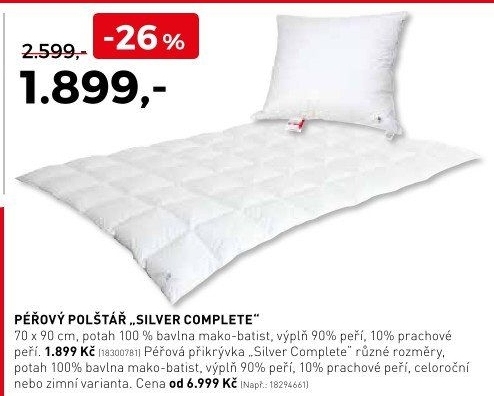 Péřový polštář Silver complete
