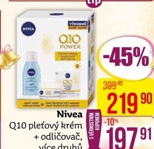 Balíček pleťový krém a odličovač Q10 Nivea