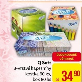 Papírové kapesníčky 3vrstvé Q-Soft - box