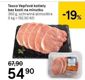 Kotleta vepřová bez kosti Tesco