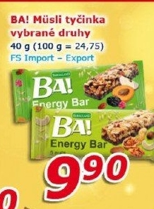 Müsli energetická tyčinka Ba! Bakalland
