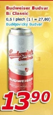 Pivo světlé výčepní B: Classic Budweiser Budvar