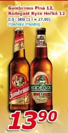 Pivo světlý ležák 12° Plná Gambrinus