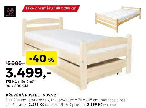 Dřevěná postel Nova 2