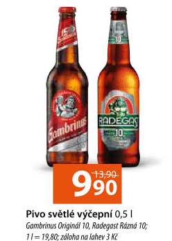 Pivo světlé výčepní Originál 10° Gambrinus