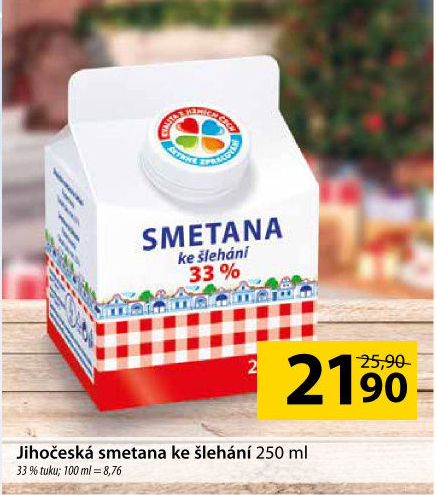 Smetana ke šlehání Jihočeská Madeta 33%