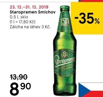 Pivo světlé výčepní 10° Smíchov Staropramen