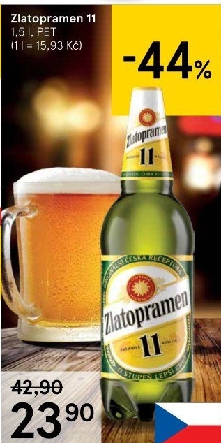 Pivo světlý ležák 11° Zlatopramen