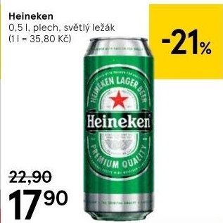 Pivo světlý ležák Heineken