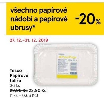 Talíře papírové Tesco