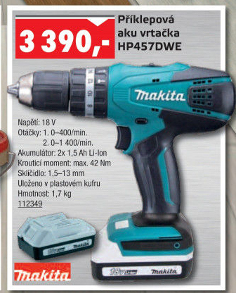 Aku příklepová vrtačka Makita HP457DWE
