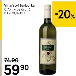 Vína Vinařství Barborka