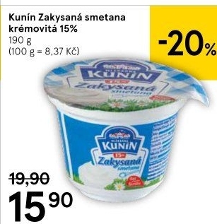 Zakysaná smetana krémovitá Kunín 15%
