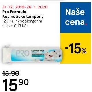 Odličovací tampony Pro Formula Tesco