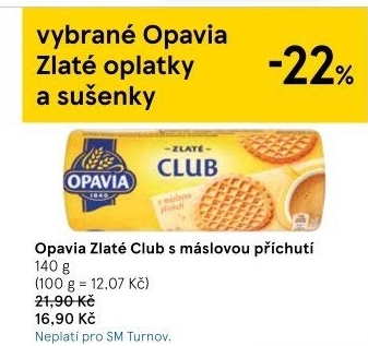 Sušenky Zlaté Club Opavia