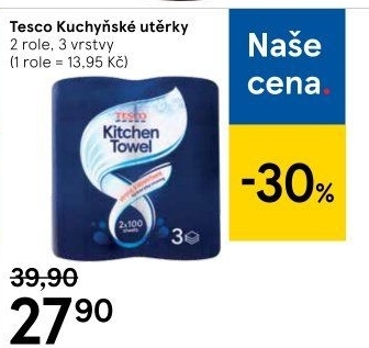 Utěrky kuchyňské 3vrstvé Tesco