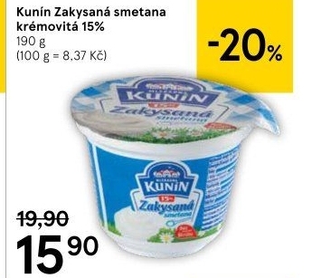 Zakysaná smetana krémovitá Kunín 15%