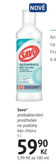 Čistič na podlahy bez chloru Savo