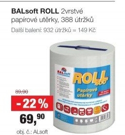 Papírové utěrky 2vrstvé Roll Bal Soft