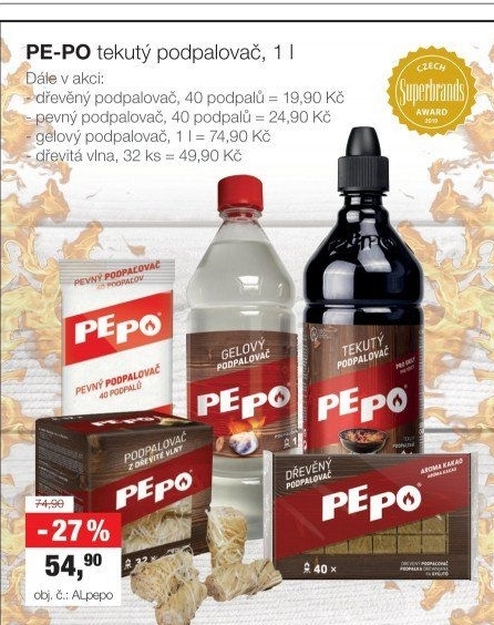 Podpalovač z dřevité vlny Pe-po