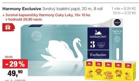 Toaletní papír 3vrstvý Exclusive Harmony