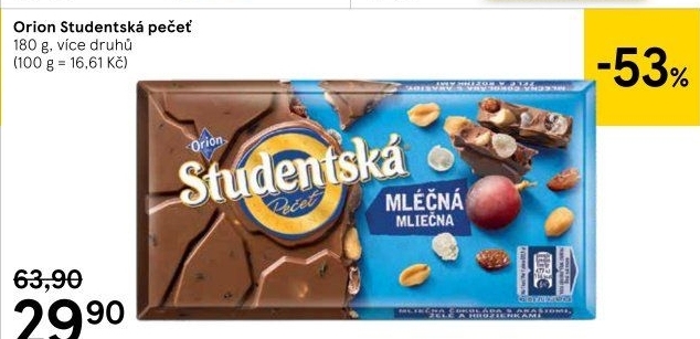 Čokoláda Studentská pečeť Orion