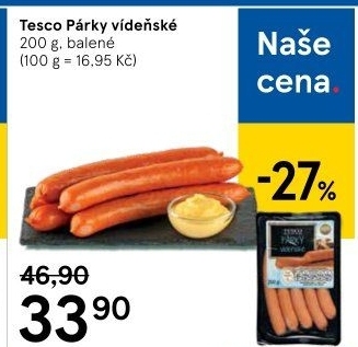 Párky vídeňské Tesco