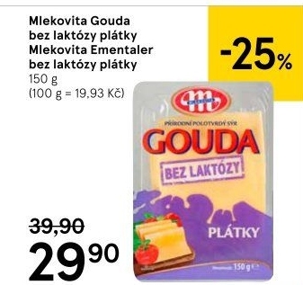 Sýr Gouda bez laktózy Mlekovita