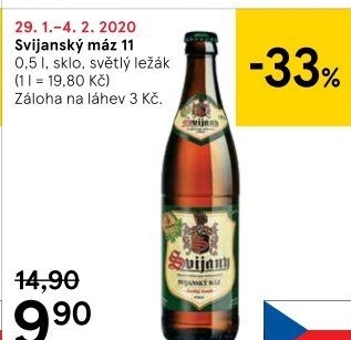 Pivo světlý ležák 11° Svijanský Máz Svijany
