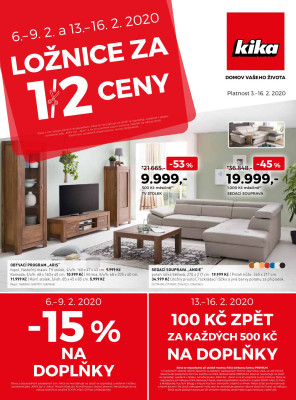 akční leták Kika nábytek 3.2.2020-16.2.2020