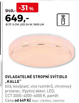 Ovladatelné stropní svítidlo Kalle