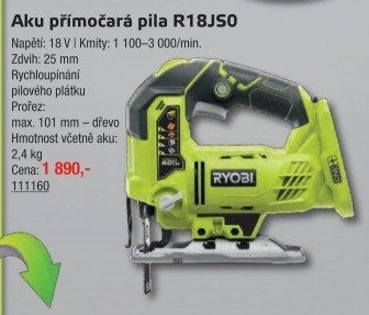 Aku přímočará pila Ryobi R18JS0