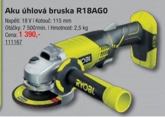 Aku úhlová bruska Ryobi R18AG0