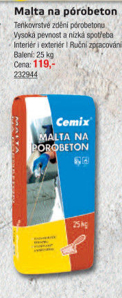 Malta na pórobeton Cemix