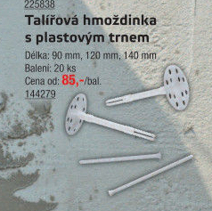 Talířová hmoždinka s trnem