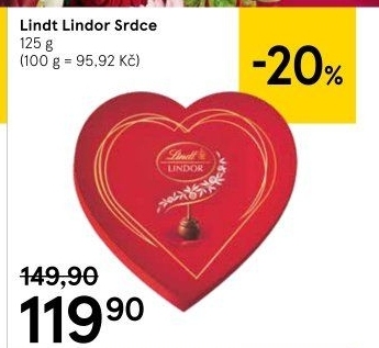Bonboniéra srdce Pralinky Lindor Lindt